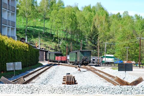 Blick vom Gleisende der Gleise 31 und 51 in Richtung Lokschuppen.