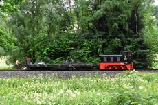 An der Strecke wird Bruchholz und Unrat aus dem Bahngraben geborgen.