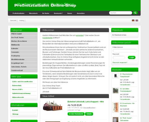 Startseitenansicht des neu gestalteten Online-Shops.