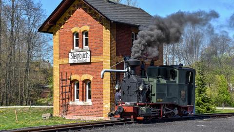 Die sächsische I K Nr. 54 am Wasserhaus in Steinbach