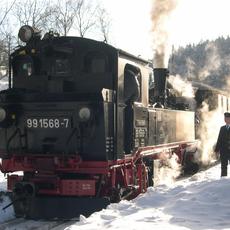 Ankunft des Zuges in Schmalzgrube.