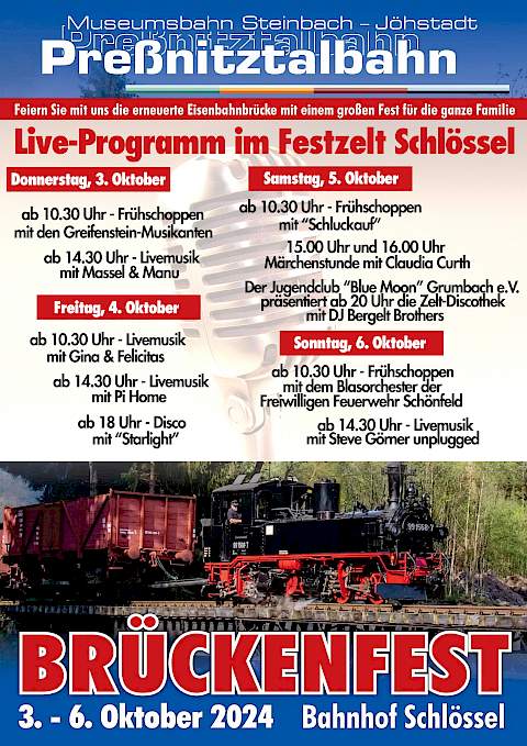 Das Live-Programm im Festzelt Schlössel vom 3. bis 6. Oktober 2024.