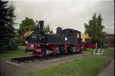 13.08.1992. Die „Abreise“ der Lok wird vorbereitet, als erstes müssen die Besucherleitern weichen während der Kran Aufstellung nimmt. Foto: Jörg Müller